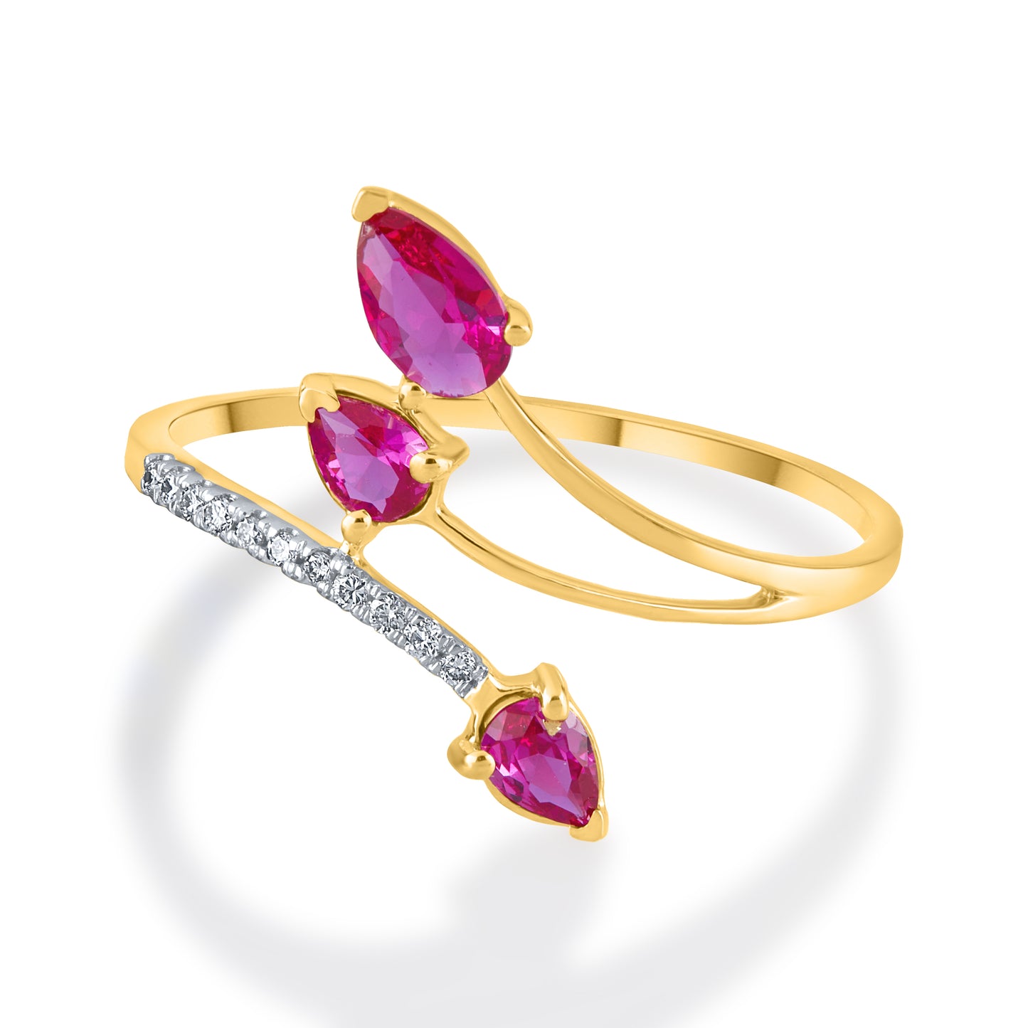 Diamond Dewdrop Ruby Ring